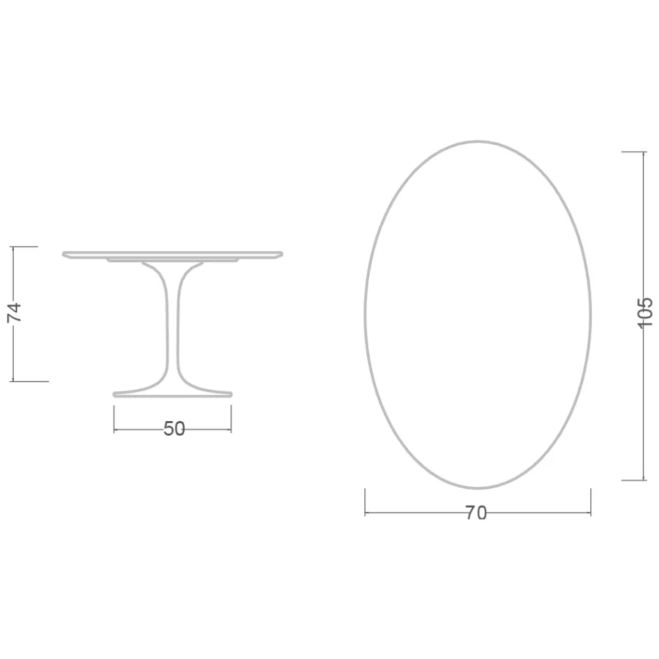 Eero Saarinen Tulip Tisch H 74 Oval aus Somnia Keramik, hergestellt in Italien - Scharlachrot Viadurini