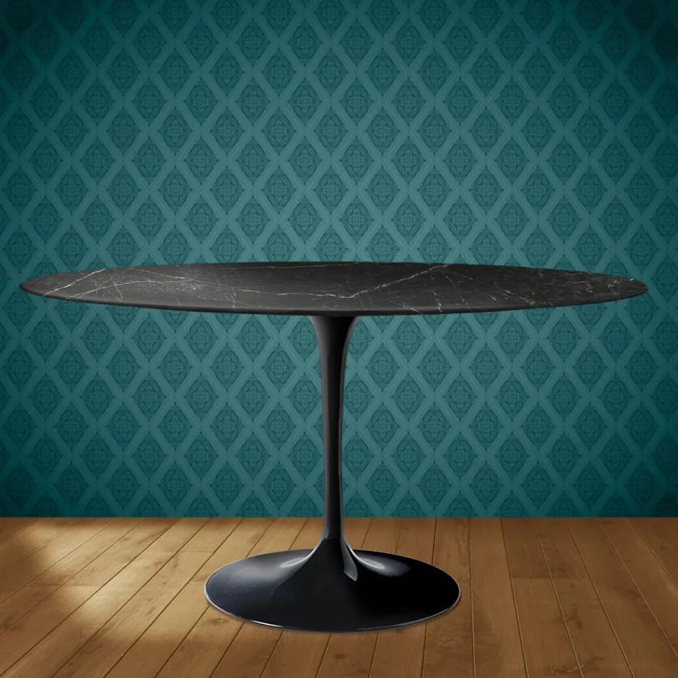 Eero Saarinen Tulip Tisch H 74 Oval aus Somnia Keramik, hergestellt in Italien - Scharlachrot Viadurini