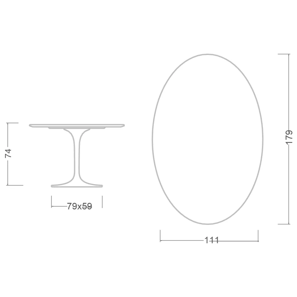 Eero Saarinen H 74 Oval Tulip Tisch aus weißem Flüssiglaminat Made in Italy - Scharlachrot Viadurini