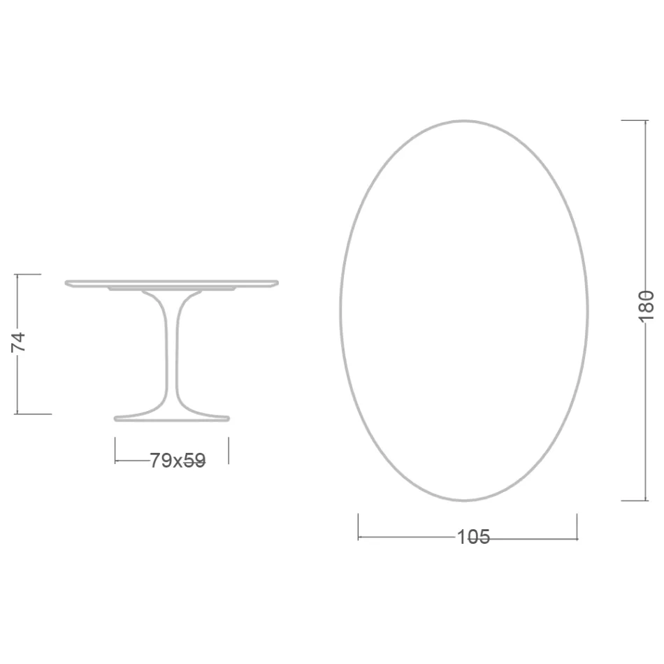 Eero Saarinen H 74 Oval Tulip Tisch aus weißem Flüssiglaminat Made in Italy - Scharlachrot Viadurini