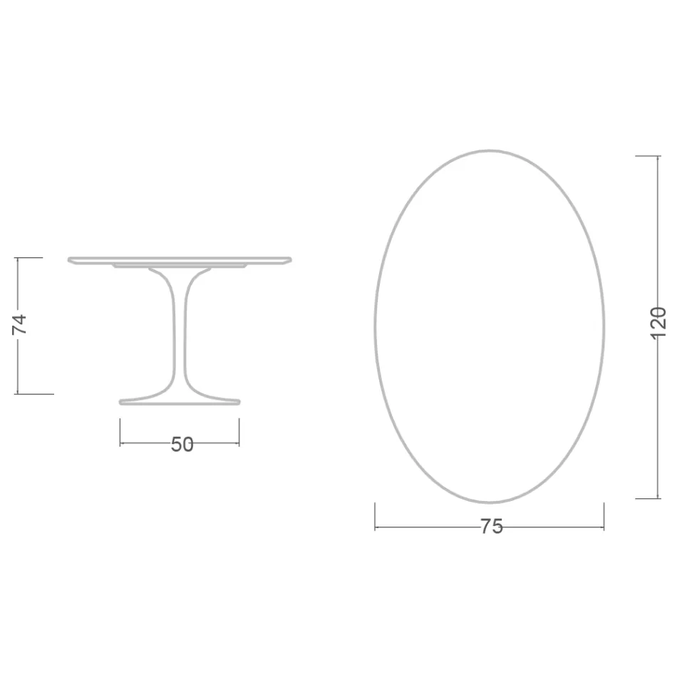 Eero Saarinen H 74 Oval Tulip Tisch aus weißem Flüssiglaminat Made in Italy - Scharlachrot Viadurini