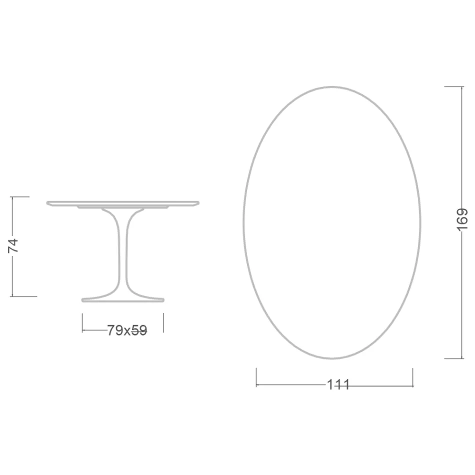 Eero Saarinen H 74 Oval Tulip Tisch aus weißem Flüssiglaminat Made in Italy - Scharlachrot Viadurini
