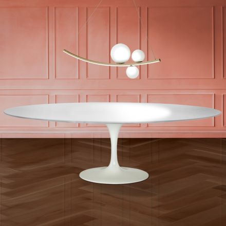 Eero Saarinen Tulip Tisch H 74 Oval in Flüssiglaminat Hergestellt in Italien - Scharlachrot Viadurini