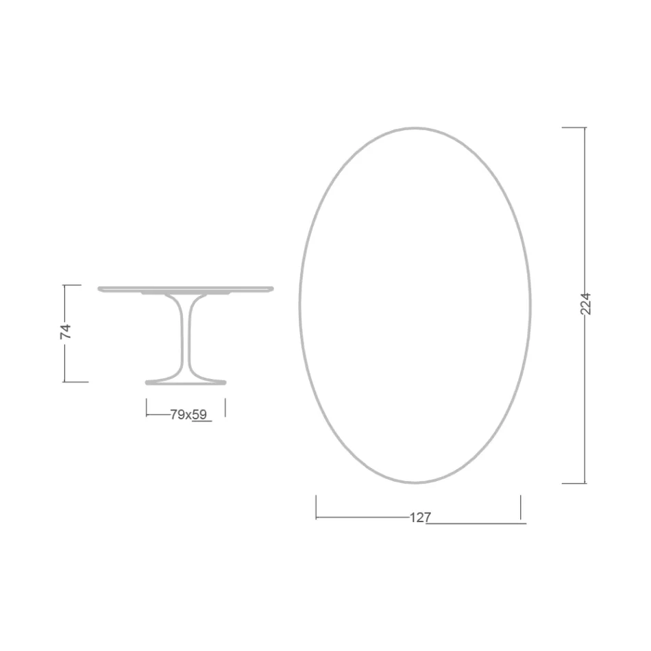 Eero Saarinen Tulip Tisch H 74 Oval aus schwarzem Marquinia Marmor Made in Italy - Scharlachrot Viadurini