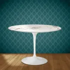 Eero Saarinen Tulpentisch H 74 Rund aus Keramik Aura 22 Hergestellt in Italien - Scharlachrot Viadurini