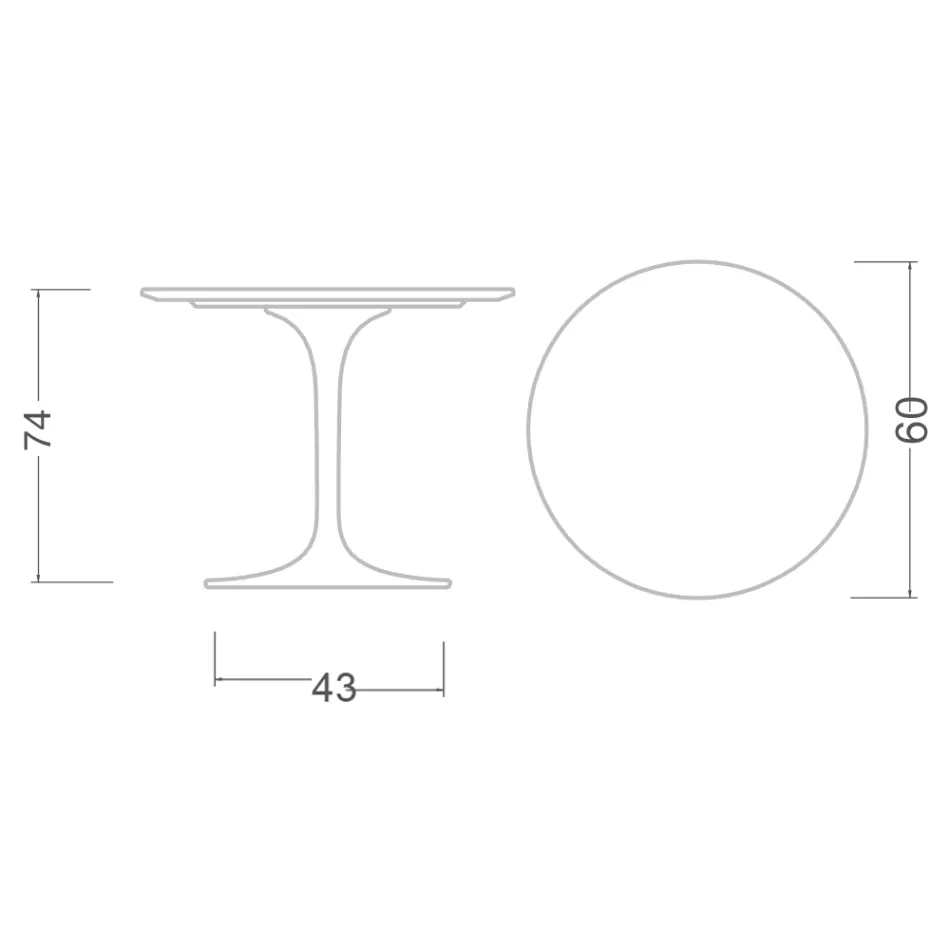 Eero Saarinen Tulpentisch H 74 Rund aus Keramik Aura 22 Hergestellt in Italien - Scharlachrot Viadurini