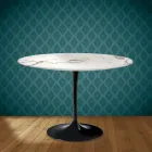 Eero Saarinen Tulpentisch H 74 Rund aus Keramik Aura 22 Hergestellt in Italien - Scharlachrot Viadurini