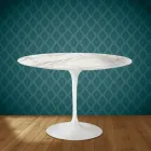 Eero Saarinen Tulpentisch H 74 Rund aus glänzender Keramik, hergestellt in Italien - Scharlachrot Viadurini