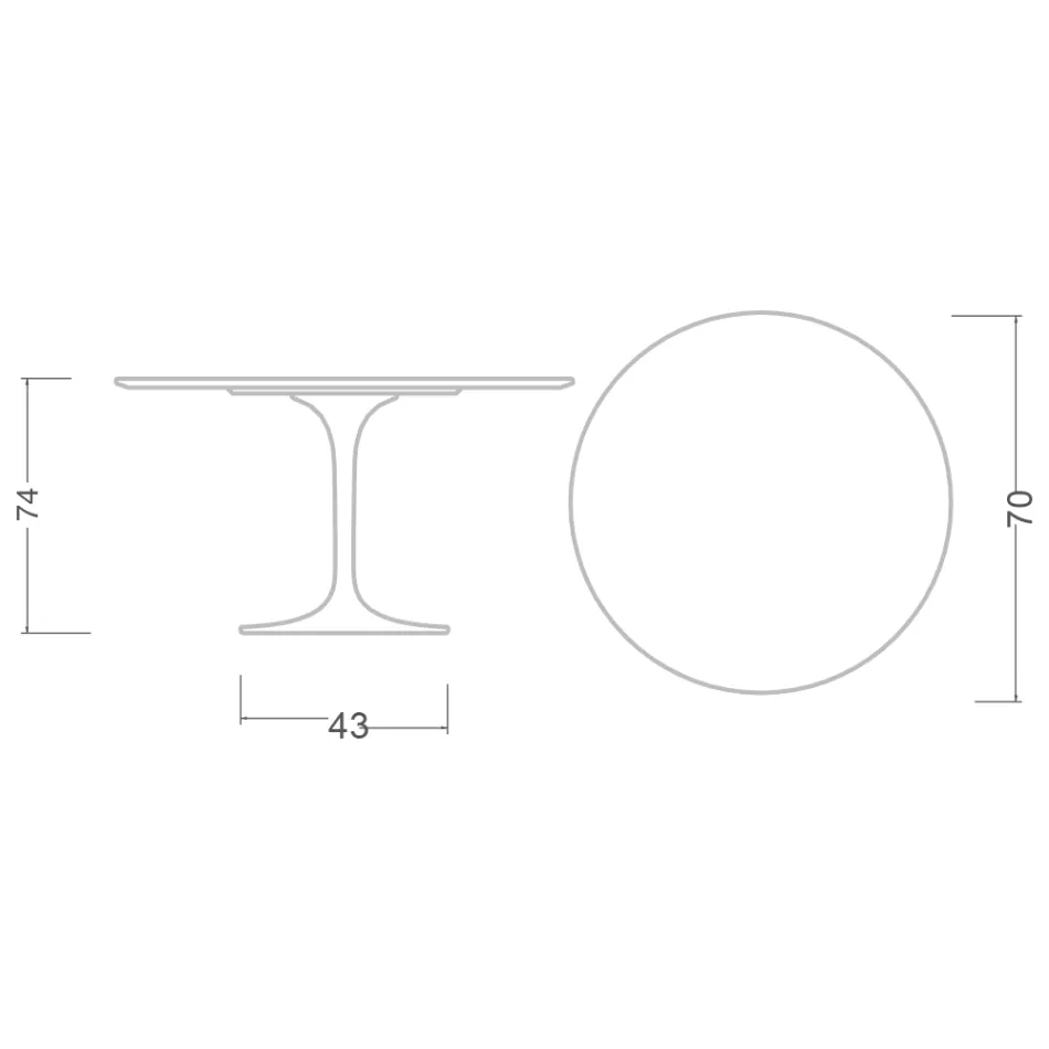 Eero Saarinen Tulpentisch H 74 Rund aus glänzender Keramik, hergestellt in Italien - Scharlachrot Viadurini