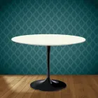 Eero Saarinen Tulpentisch H 74 Rund aus Moonè Keramik, hergestellt in Italien - Scharlachrot Viadurini