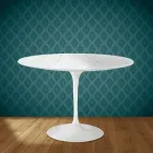 Eero Saarinen Tulpentisch H 74 Rund aus Salina-Keramik, hergestellt in Italien - Scharlachrot Viadurini