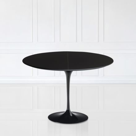Tulip Saarinen H 73 Ausziehbarer Tisch aus schwarzem Flüssiglaminat, hergestellt in Italien – Scharlachrot Viadurini