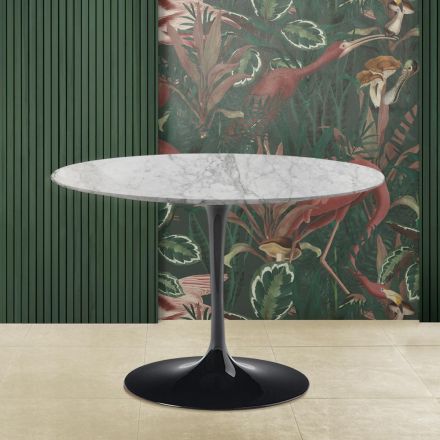 Tulpentisch Saarinen H 73 mit runder Platte aus Arabescato-Marmor Made in Italy Viadurini