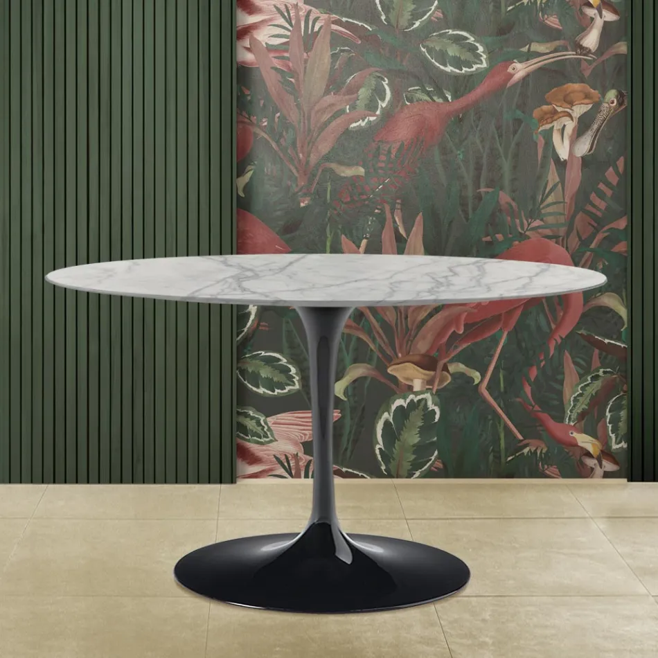Tulpentisch Saarinen H 73 Oval aus Carrara-Marmor Statuarietto Made in Italy - Scharlachrot Viadurini