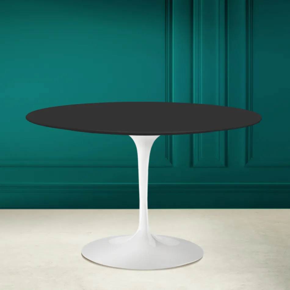 Tulip Tisch Saarinen H 73 Rund in Schwarz Keramik Soft Made in Italy - Scharlachrot Viadurini