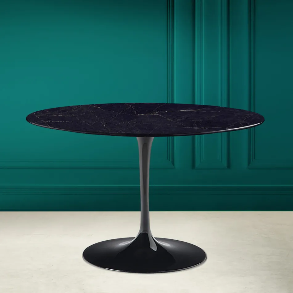 Tulpentisch Saarinen H 73 Rund Keramik Noir Laurent Made in Italy - Scharlachrot Viadurini