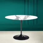 Tulpentisch Saarinen H 73 Rund Keramik Statuario Altissimo Made in Italy - Scharlachrot Viadurini