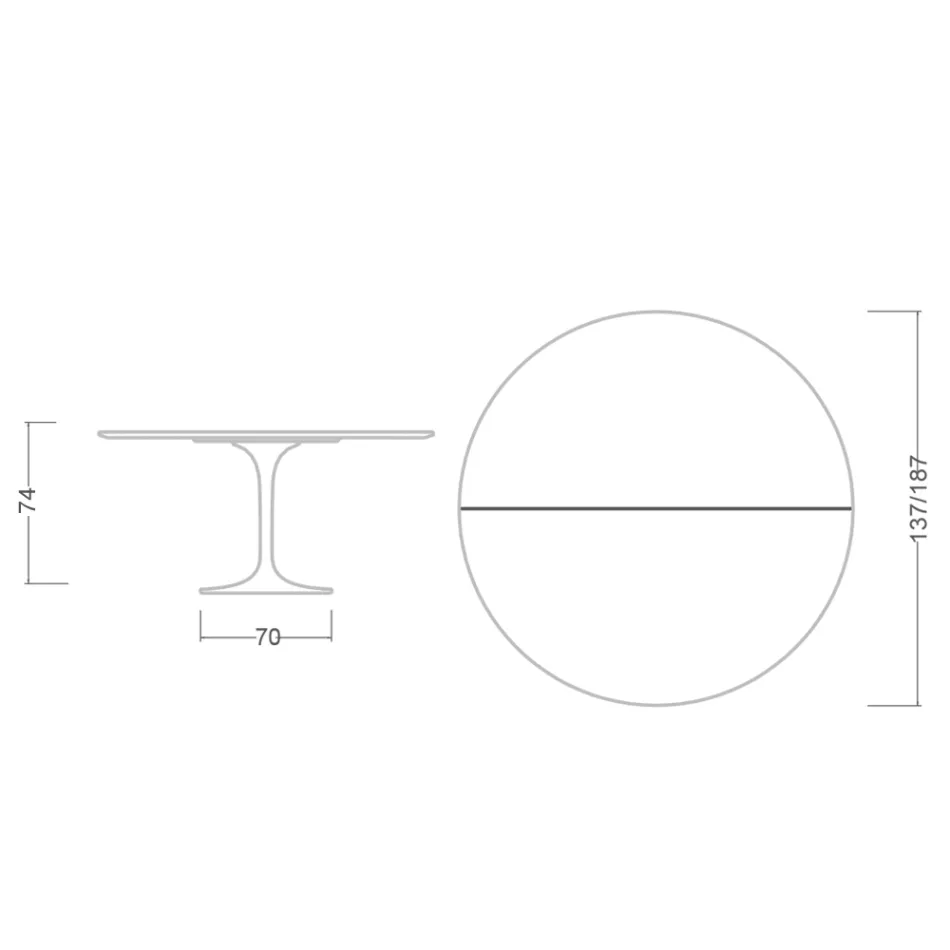 Saarinen Tulip Tisch H 74 ausziehbar aus schwarzem Flüssiglaminat Made in Italy - Scharlachrot Viadurini