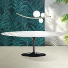 Saarinen Tulip Tisch H 74 cm ausziehbar in Florim Keramik Hochglanz Weiß - Scharlachrot Viadurini