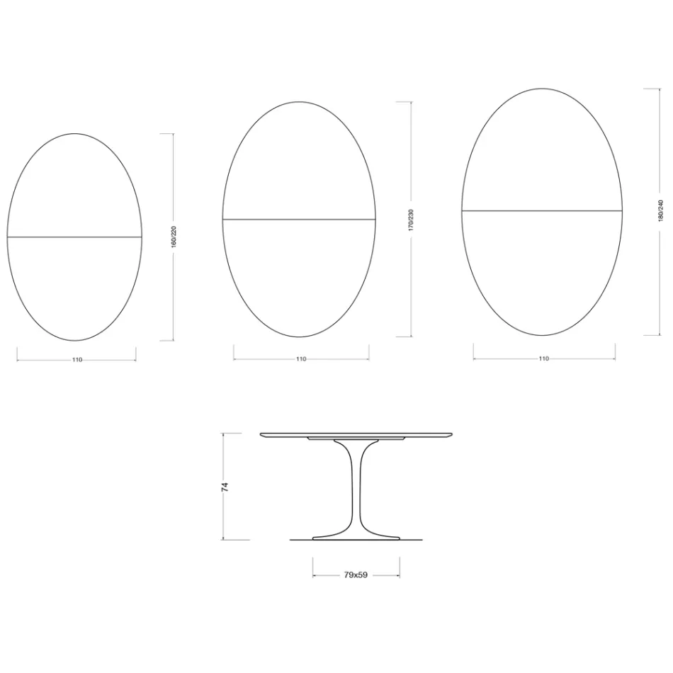 Saarinen Tulip Tisch H 74 cm ausziehbar in Florim Calacatta Gold Glanzkeramik - Scharlachrot Viadurini