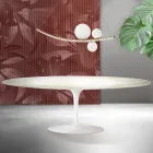 Saarinen Tulip Tisch H 74 cm ausziehbar in Florim Calacatta Gold Matt Keramik - Scharlachrot Viadurini