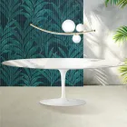 Saarinen Tulip Tisch H 74 cm ausziehbar in Florim Statuario Hochglanzkeramik - Scharlachrot Viadurini