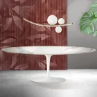 Saarinen Tulip Tisch H 74 cm ausziehbar in Florim Statuario Mattkeramik - Scharlachrot Viadurini