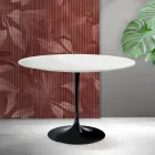 Saarinen Tulpentisch H 74 cm in Mattweiß Florim Keramik - Scharlachrot Viadurini