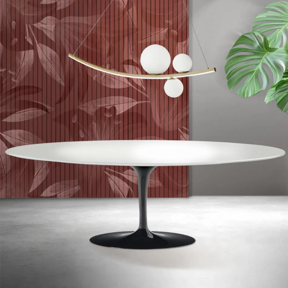 Saarinen Tulpentisch H 74 cm in Weiß Florim Keramik - Scharlachrot Viadurini