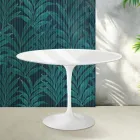 Saarinen Tulpentisch H 74 cm in Hochglanzweiß Florim Keramik - Scharlachrot Viadurini