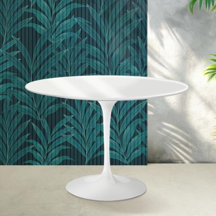 Saarinen Tulpentisch H 74 cm in Hochglanzweiß Florim Keramik - Scharlachrot Viadurini