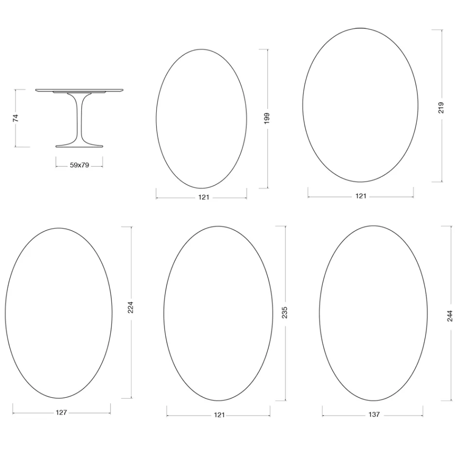 Saarinen Tulip Tisch H 74 cm in Matt Florim Statuario Ceramica – Scarlet Viadurini