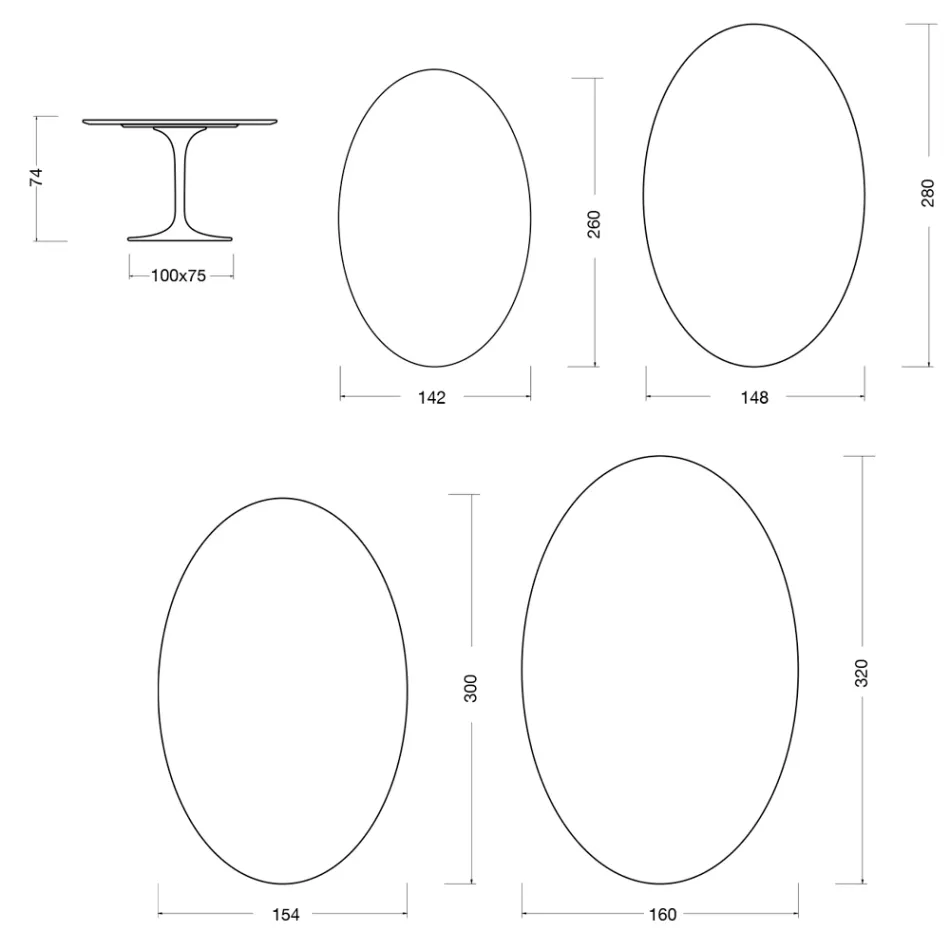 Saarinen Tulip Tisch H 74 cm in Matt Florim Statuario Ceramica – Scarlet Viadurini