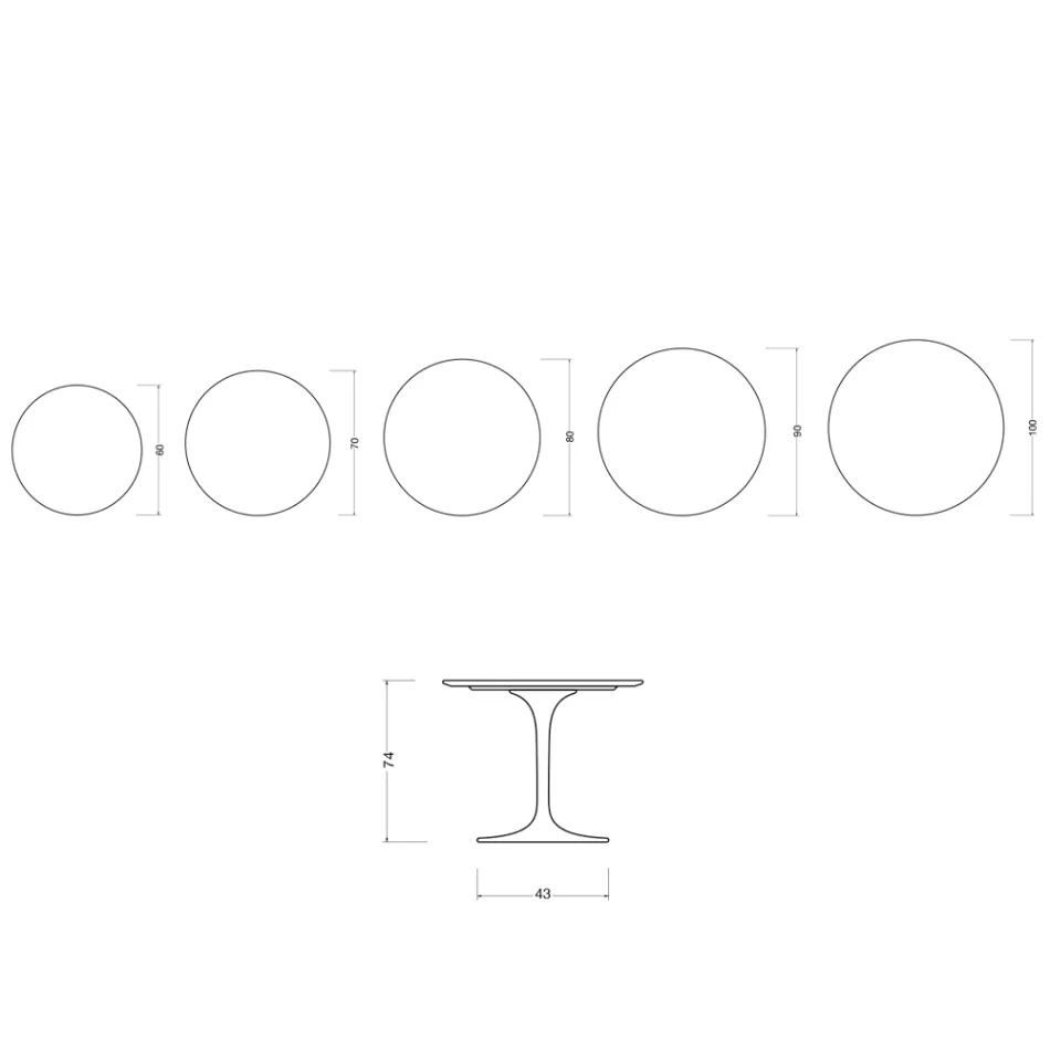 Tulip Saarinen Tisch H 74 cm aus mattierter Florim Statuario Keramik – Scarlet Viadurini