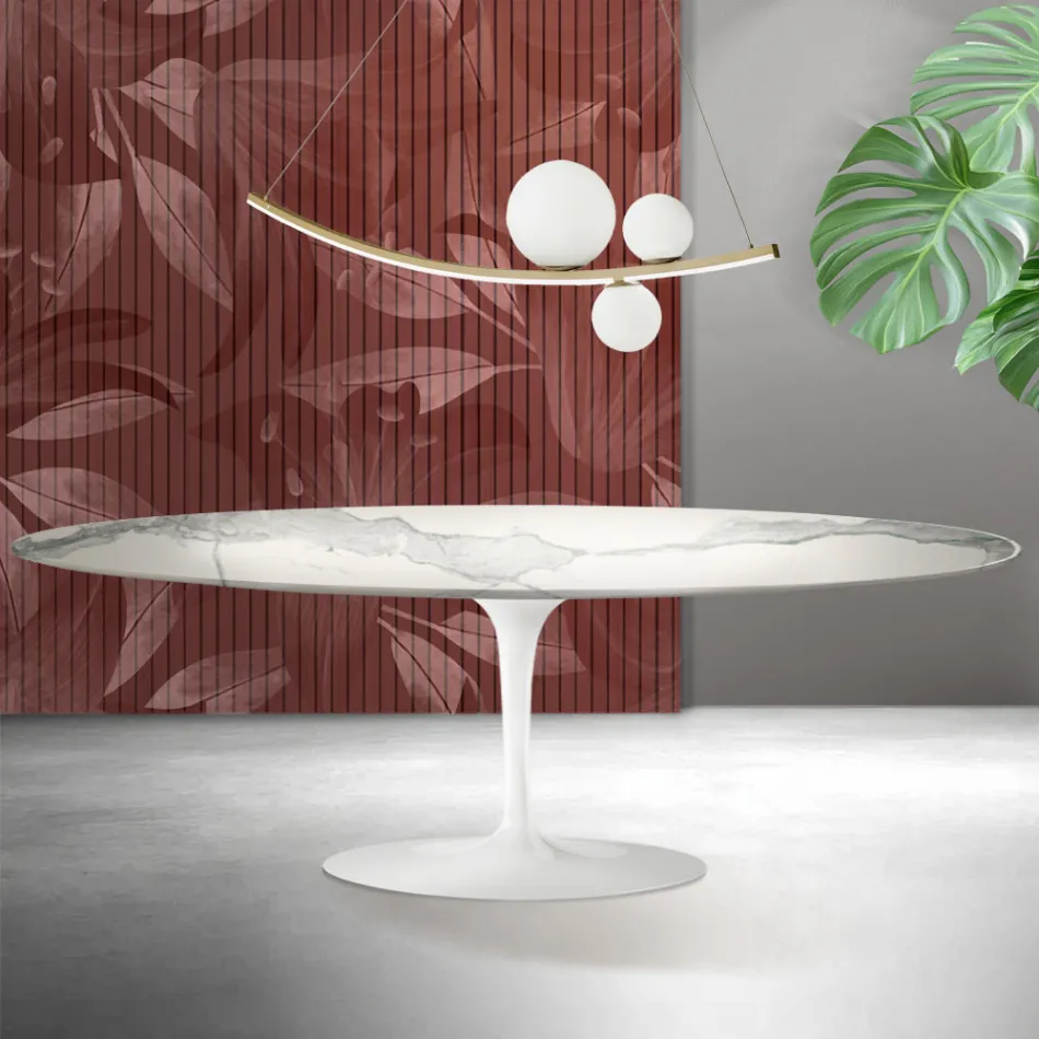 Saarinen Tulip Tisch H 74 cm in Matt Florim Statuario Ceramica – Scarlet Viadurini