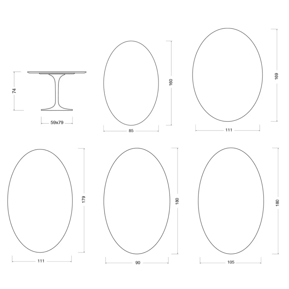 Saarinen Tulip Tisch H 74 cm in Matt Florim Statuario Ceramica – Scarlet Viadurini