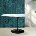Saarinen Tulpentisch H 74 cm Rund in Florim Keramik Glänzend Weiß - Scharlachrot