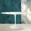 Saarinen Tulip Tisch H 74 cm Rund in Florim Calacatta Gold Glanzkeramik - Scharlachrot