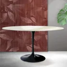 Saarinen Tulip Tisch H 74 cm Rund in Florim Calacatta Gold Matt Keramik - Scharlachrot Viadurini