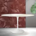 Saarinen Tulip Tisch H 74 cm Rund in Florim Calacatta Gold Matt Keramik - Scharlachrot