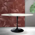 Saarinen Tulip Tisch H 74 cm Rund in Florim Statuario Mattkeramik - Scharlachrot Viadurini