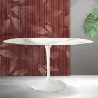 Saarinen Tulip Tisch H 74 cm Rund in Florim Statuario Mattkeramik - Scharlachrot Viadurini