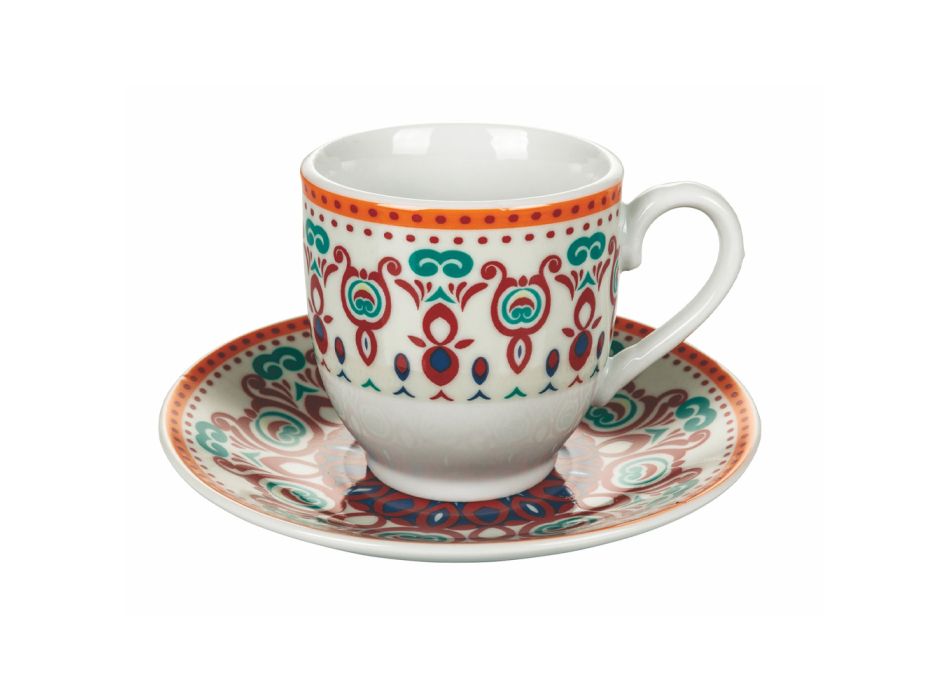 Kaffeetassen und Untertasse aus sortiertem farbigem Porzellan 12 Stück - Persien Viadurini
