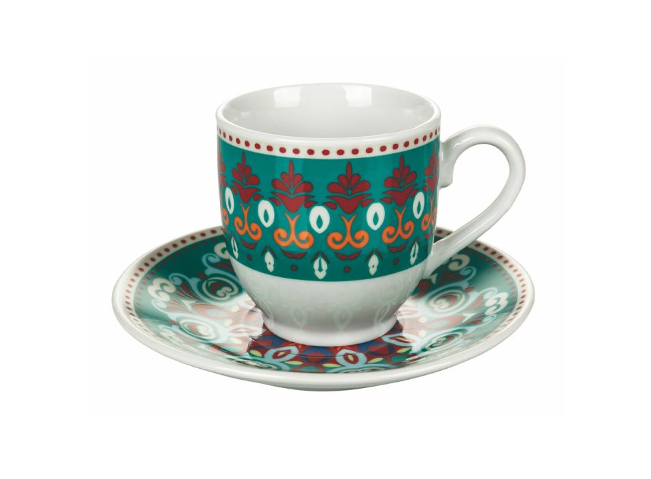 Kaffeetassen und Untertasse aus sortiertem farbigem Porzellan 12 Stück - Persien Viadurini