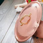 Runde handverzinnte Kupferpfanne 2 Griffe und Deckel 32 cm - Giangiorgio Viadurini