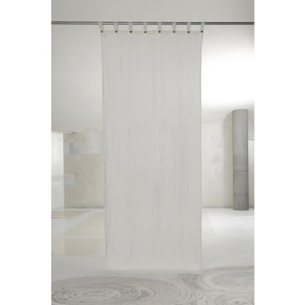 Leichter weißer Leinenvorhang mit italienischen Luxus-Designknöpfen - Geogeo Viadurini