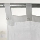 Vorhang aus weißem und hellem Leinen mit elegantem Spitzendesign in der Mitte – Geogeo Viadurini