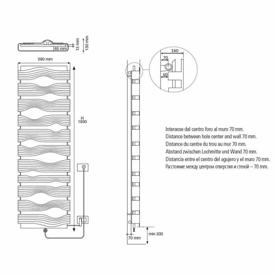 Design Elektrischer Heizkörper für Wohnzimmer oder Badezimmer mit 1000 W LED - Shine Viadurini
