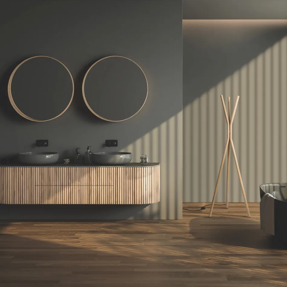 Freistehender elektrischer Heizkörper aus Stahl mit Fußschalter - Tree Viadurini