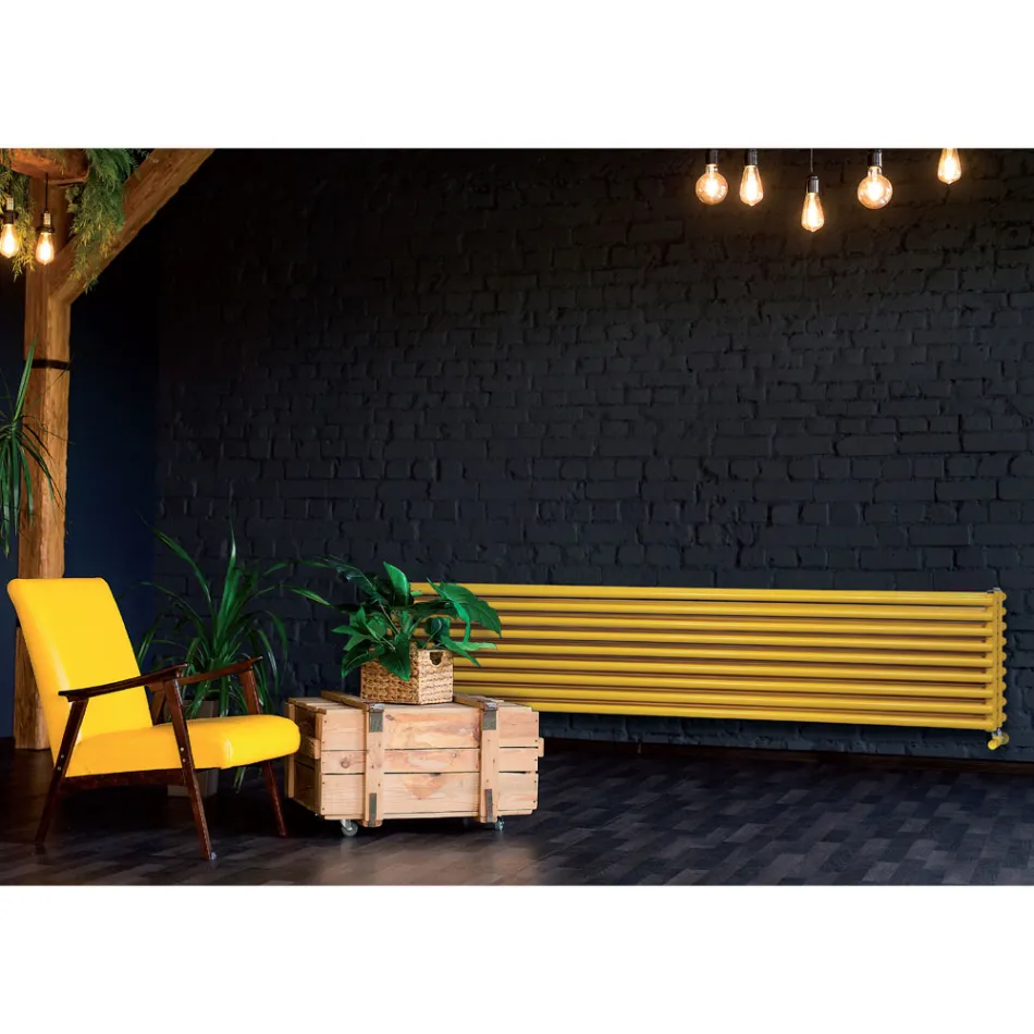 Hydraulischer Heizkörper mit dreifacher Serie horizontaler Elemente, hergestellt in Italien – Caramella Viadurini